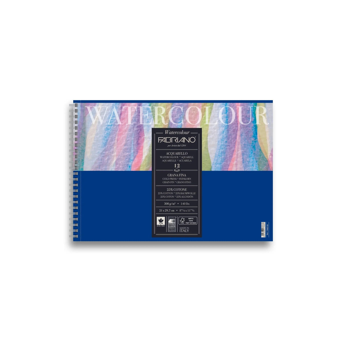 Fabriano Watercolour cold pressed Block - A4 - 300g - 12 Blatt - Spirale - Kidis Art