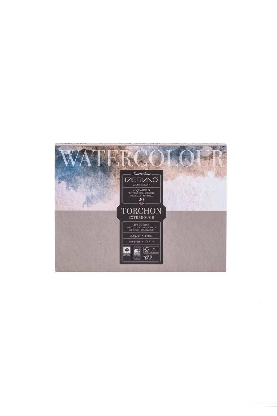 Fabriano Watercolour torchon Block - 30,5 x 45,5 cm - 300g - 20 Blatt - rau - FSC