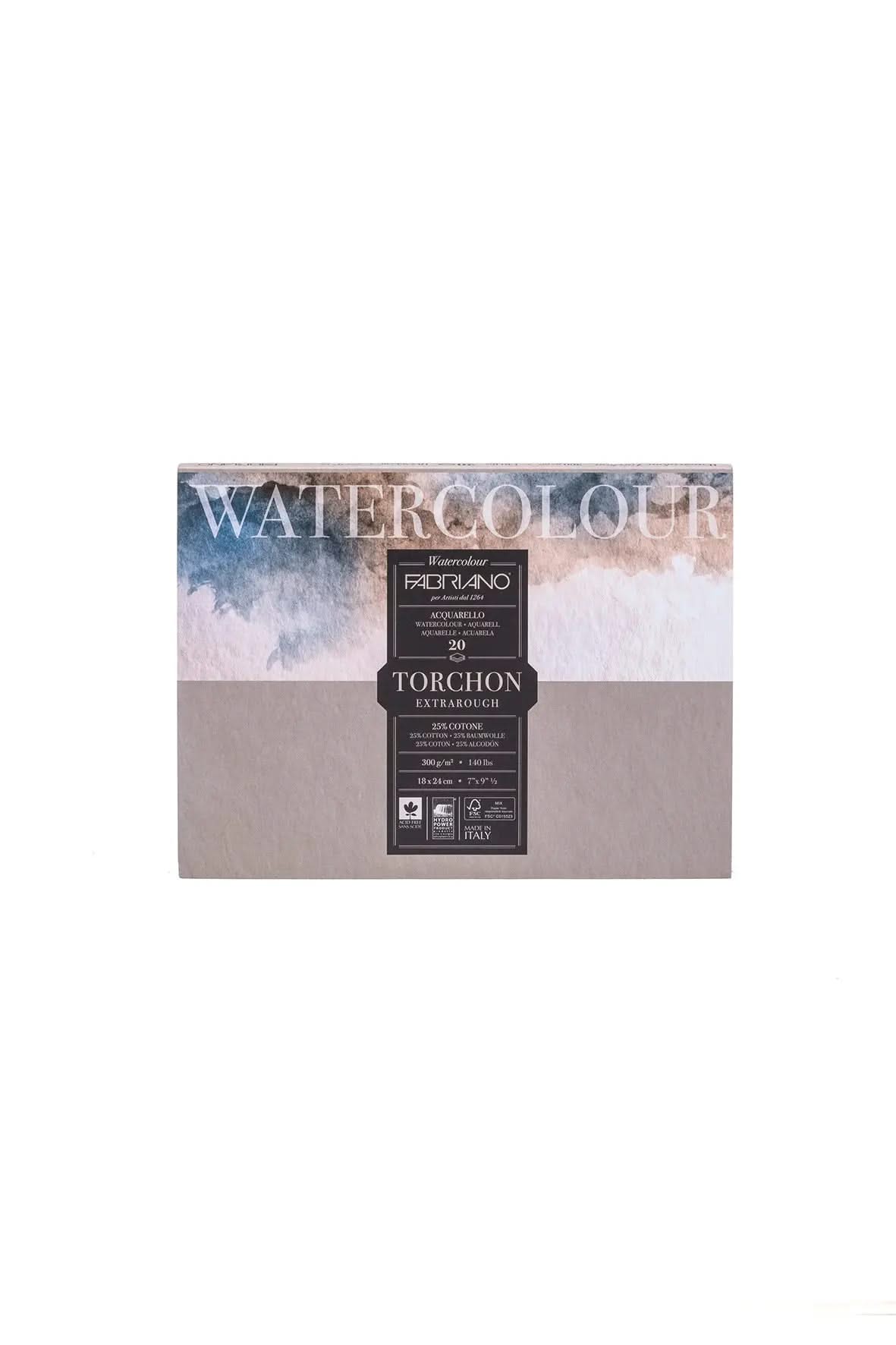 Fabriano Watercolour torchon Block - 35,5 x 51 cm - 300g - 20 Blatt - rau - FSC - Kidis Art