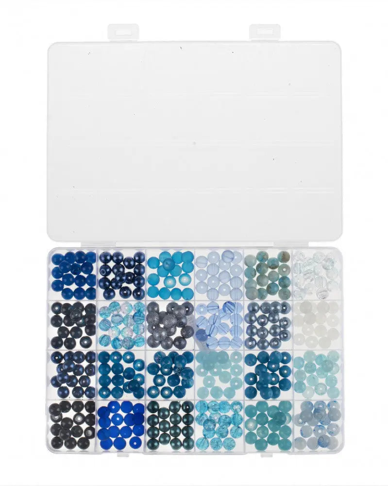 Glasperlen-Schmuckset blau sort.