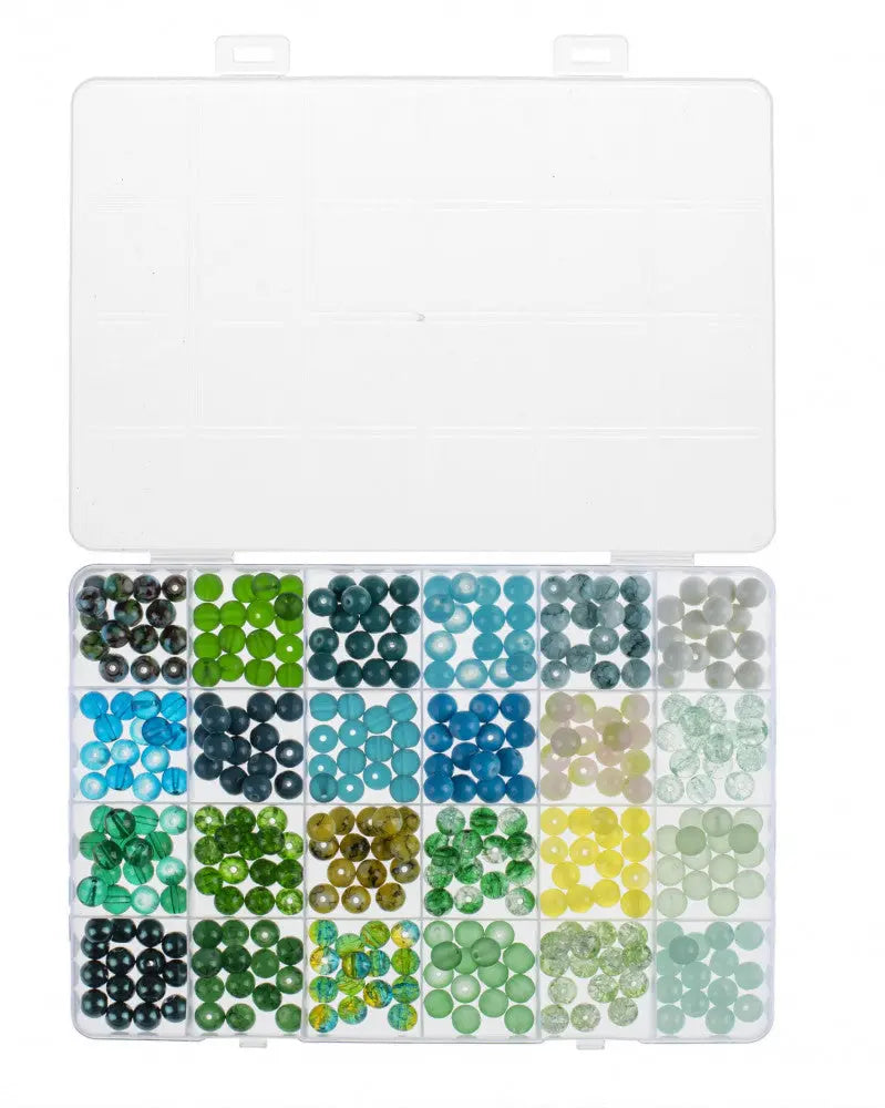 Glasperlen-Schmuckset türkis/grün