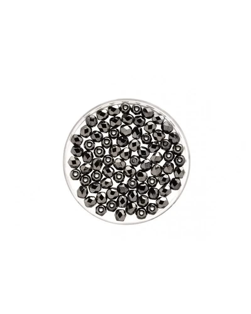 Glasschliffperle 4mm 100St hematit - Kidis Art