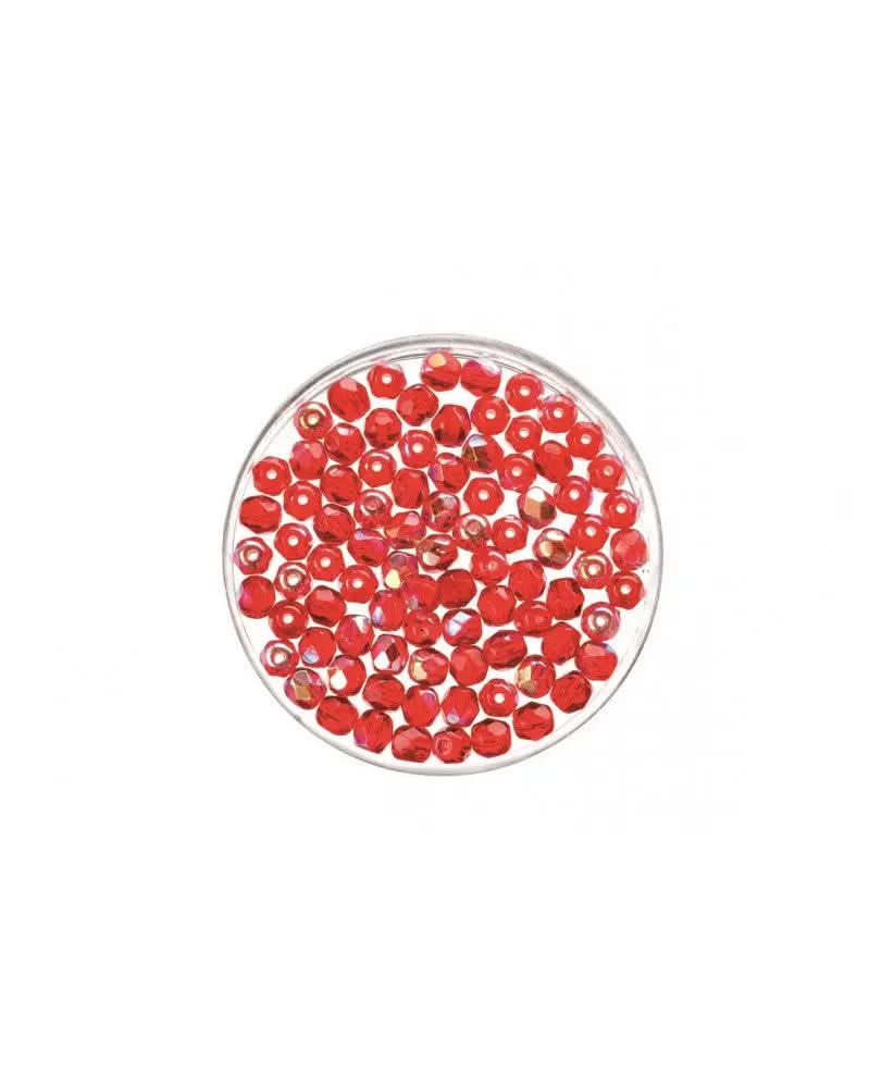Glasschliffperle 4mm 100St rubin rainbow - Kidis Art