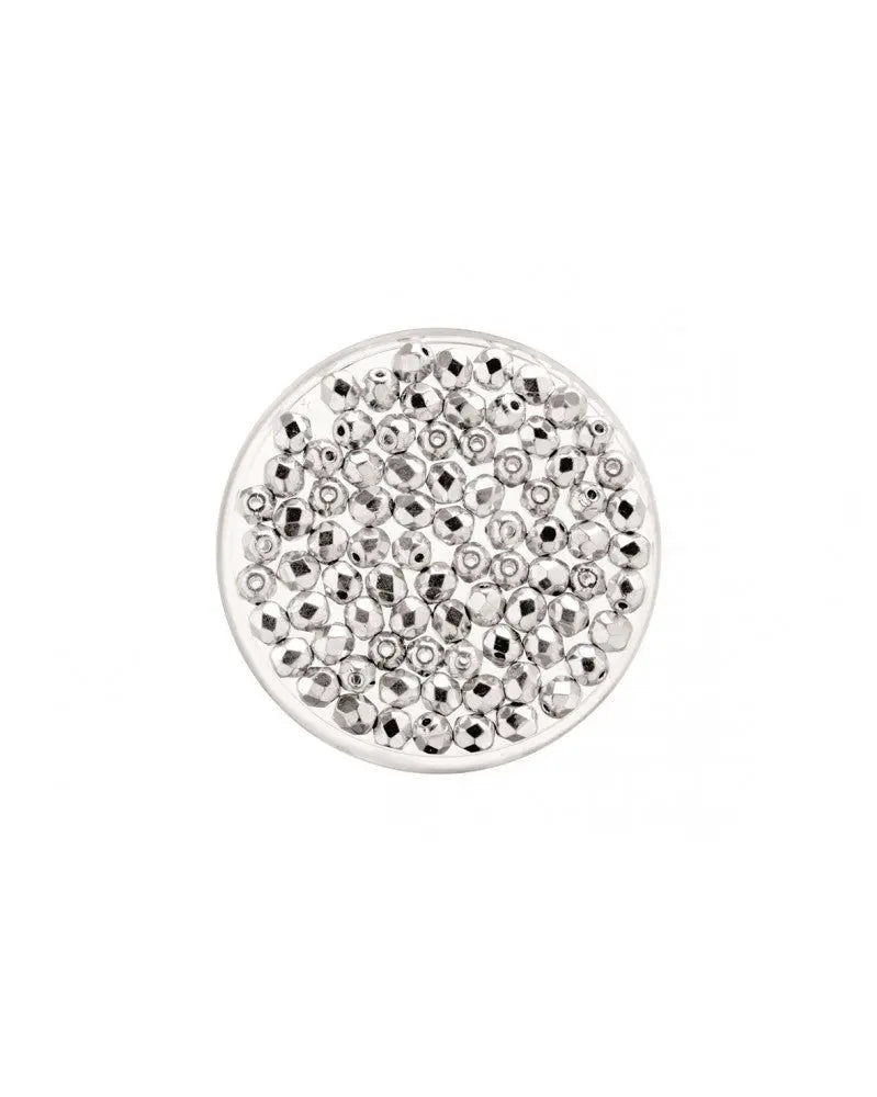 Glasschliffperle 4mm 100St silberfarben