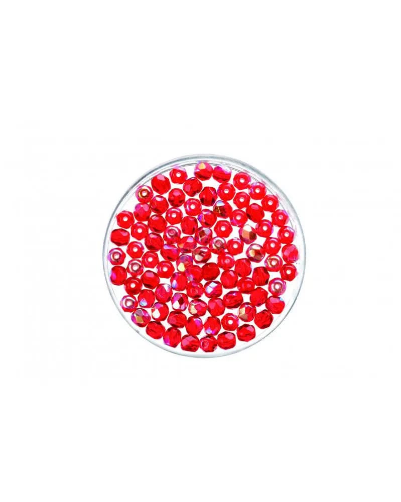 Glasschliffperle 6mm 50St rubin rainbow - Kidis Art