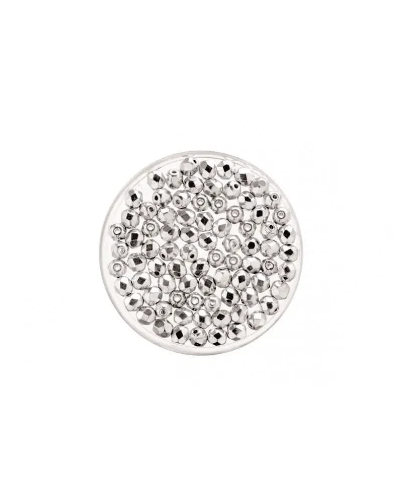 Glasschliffperle 6mm 50St silberfarben - Kidis Art