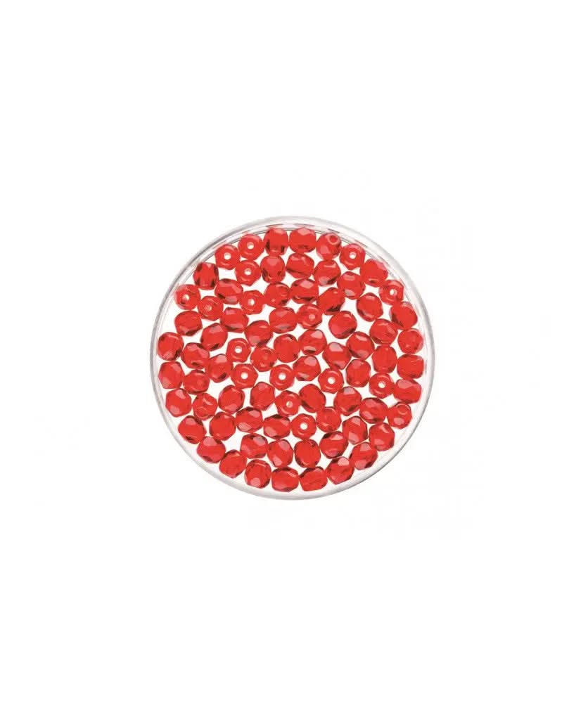 Glasschliffperlen 4mm 100St rubin - Kidis Art
