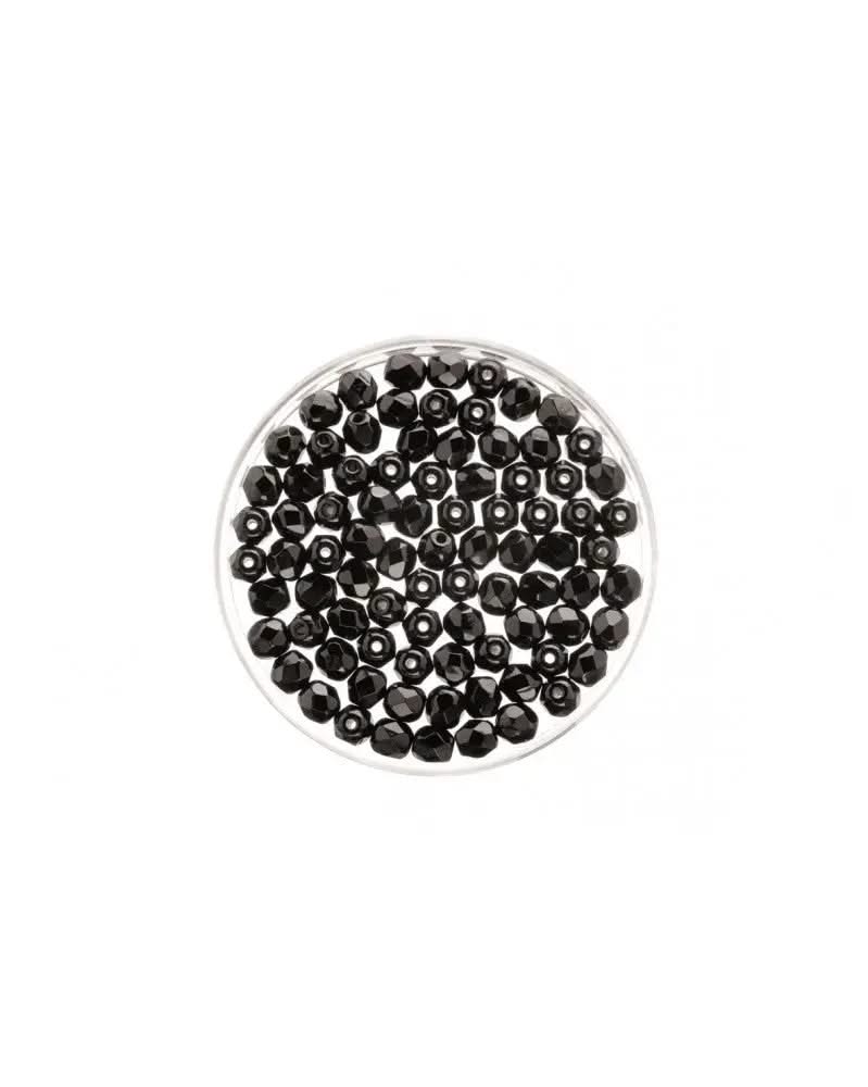 Glasschliffperlen 4mm 100St schwarz - Kidis Art