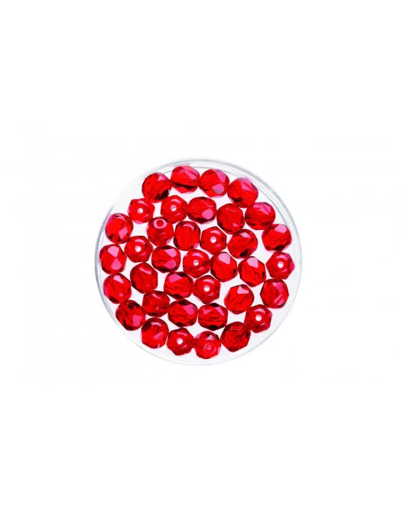 Glasschliffperlen 6mm 50St rubin - Kidis Art