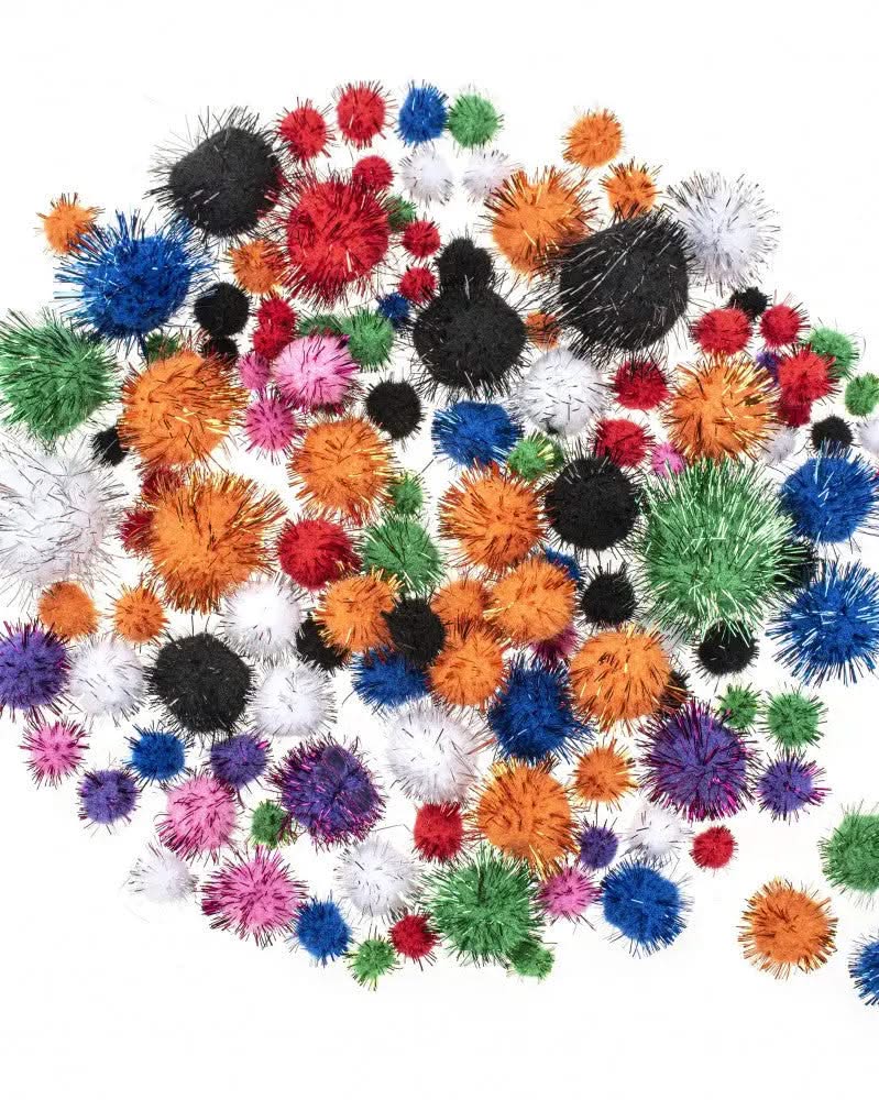 Glitter Pompon mix, 100St. 15-30mm - Kidis Art