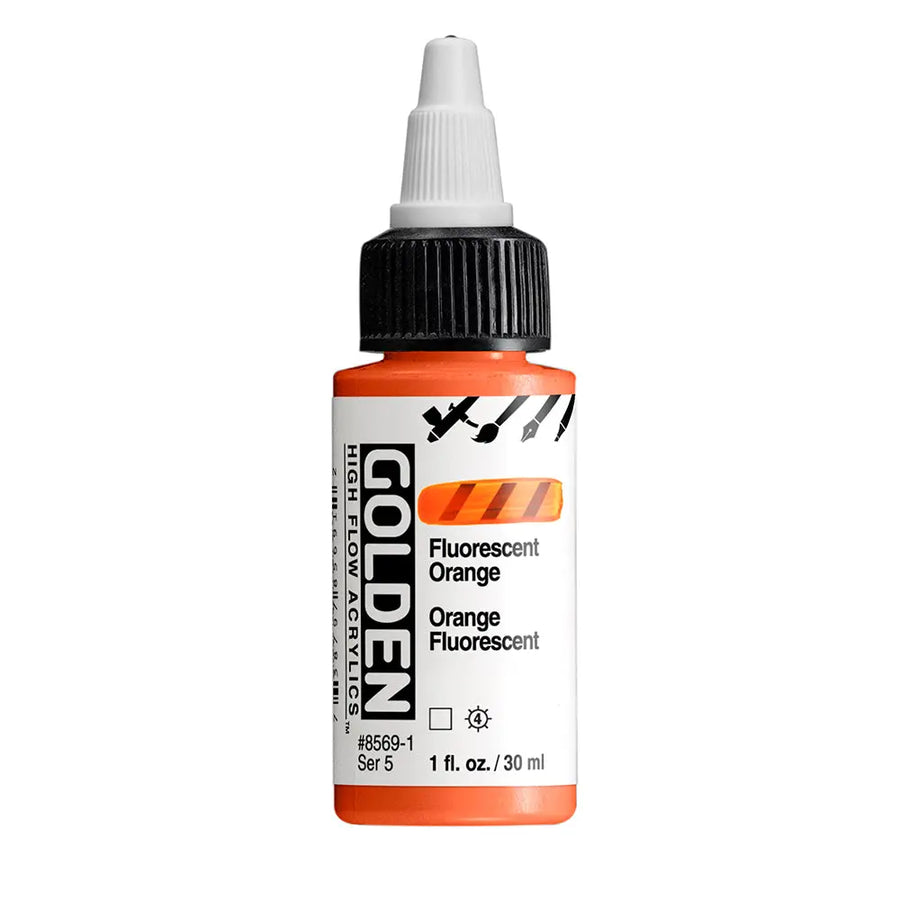 Golden High Flow Acrylfarbe Fluoreszierend Orange 30 ml