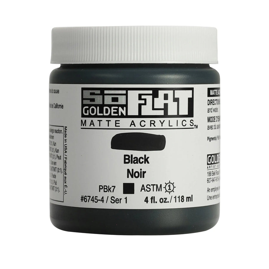 Golden SoFlat Acrylfarbe Schwarz 4 Oz. / 118 ml