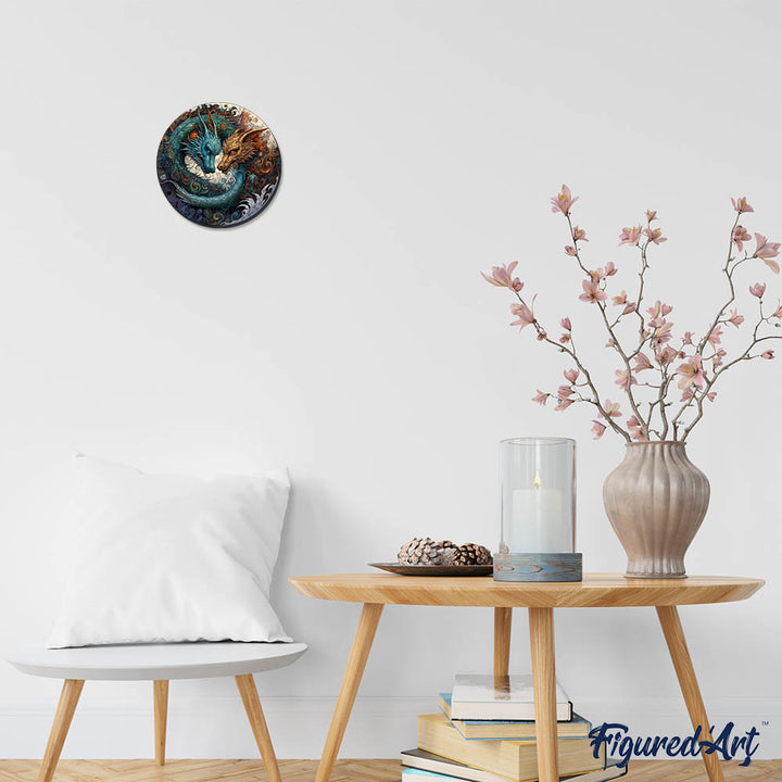 Holzpuzzle 2D Design – Drachen-Duo