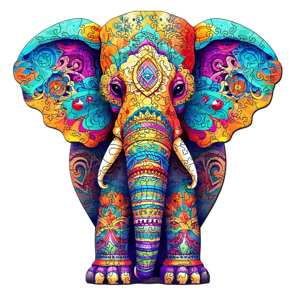 Holzpuzzle 2D Design – Majestätischer Elefant - Kidis Art