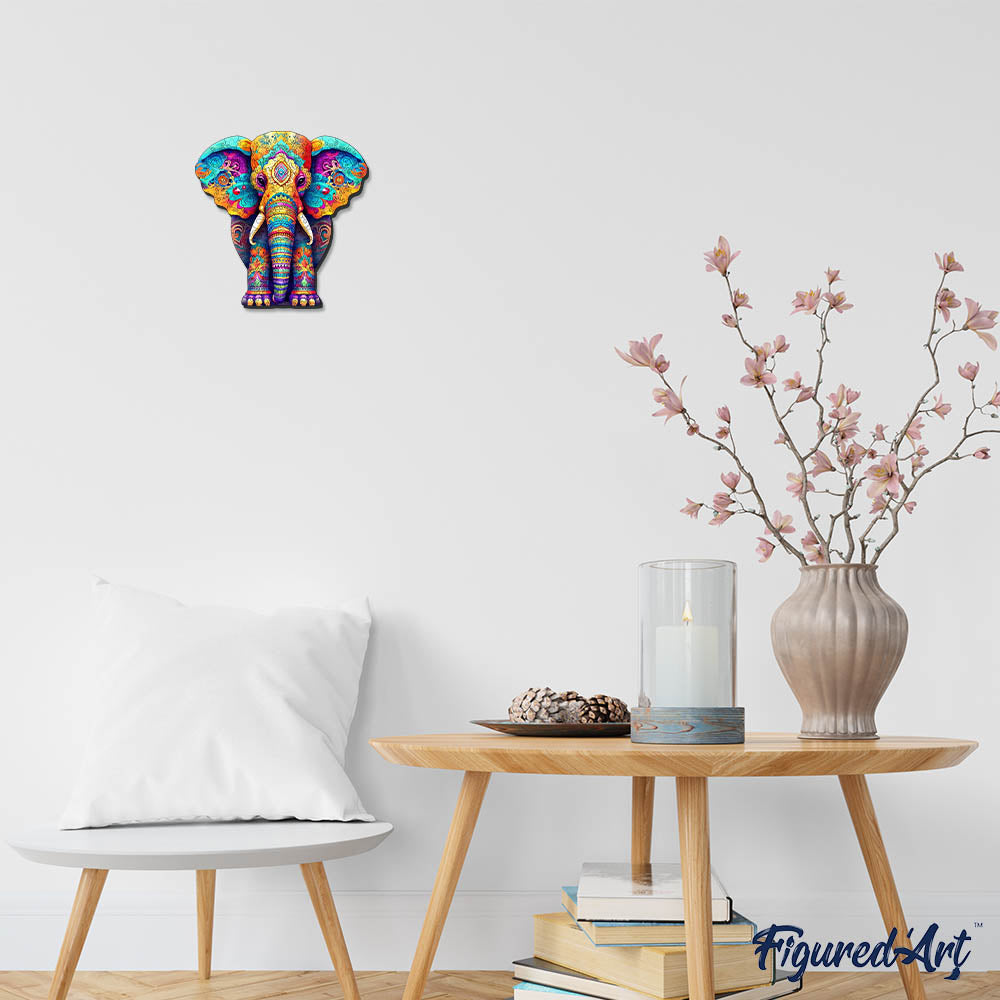 Holzpuzzle 2D Design – Majestätischer Elefant - Kidis Art
