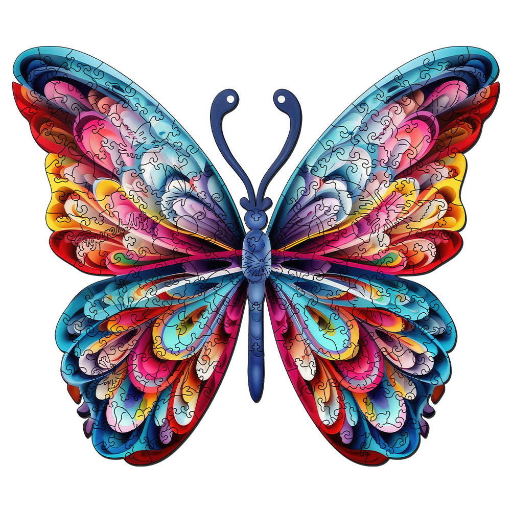 Holzpuzzle 2D Design – Wunderschöner Regenbogenfalter