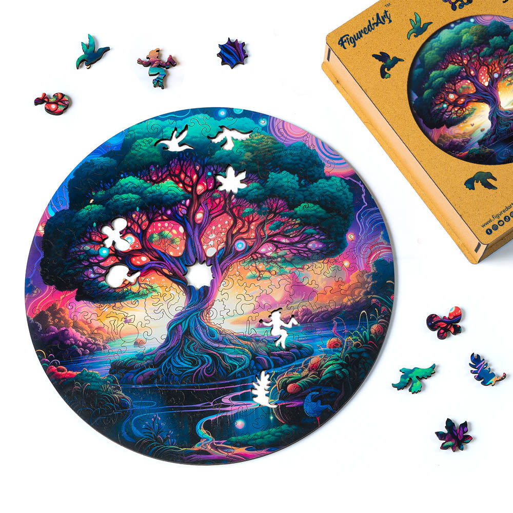 Holzpuzzle 2D Design – Mystischer Baum - Kidis Art