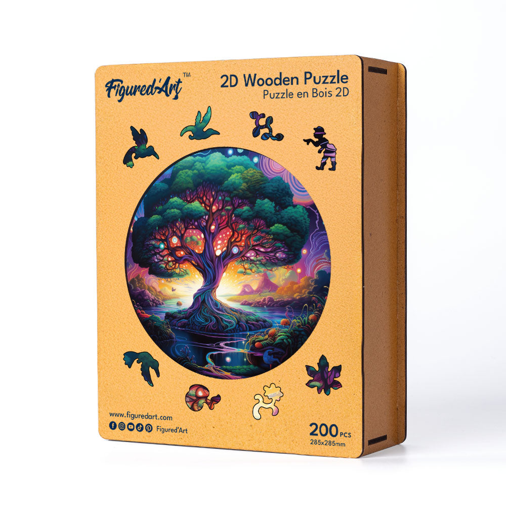 Holzpuzzle 2D Design – Mystischer Baum - Kidis Art
