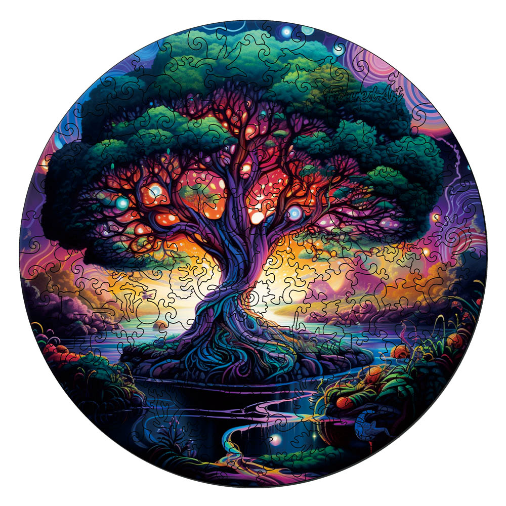 Holzpuzzle 2D Design – Mystischer Baum - Kidis Art