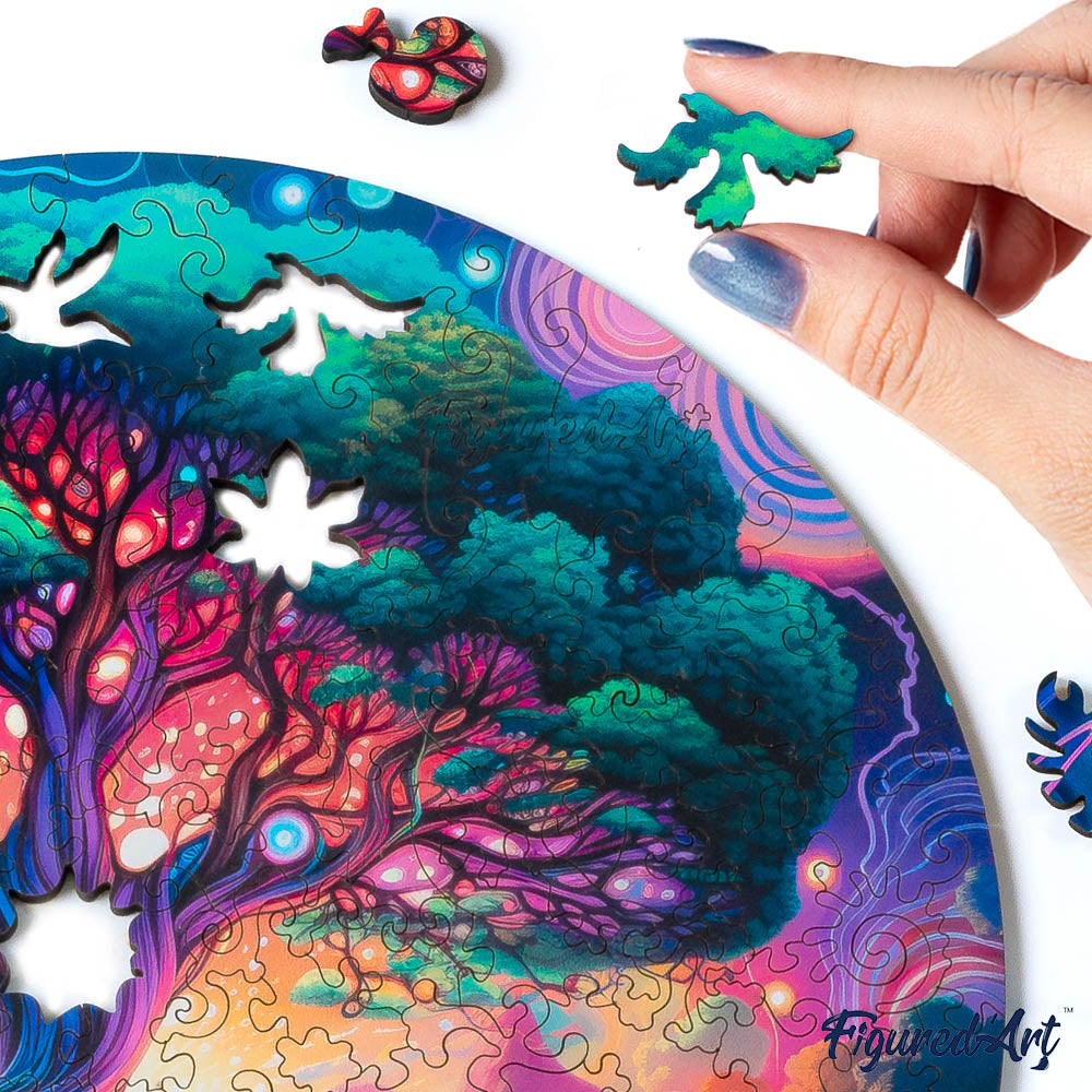 Holzpuzzle 2D Design – Mystischer Baum - Kidis Art