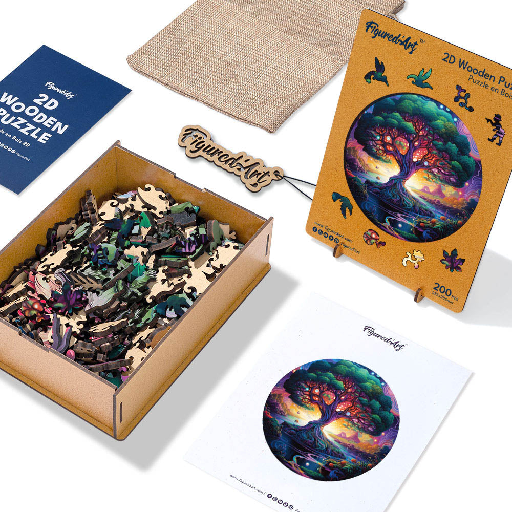 Holzpuzzle 2D Design – Mystischer Baum - Kidis Art