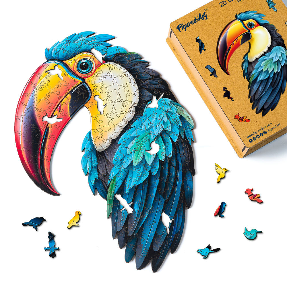 Holzpuzzle 2D Design – Bunter Tukan - Kidis Art