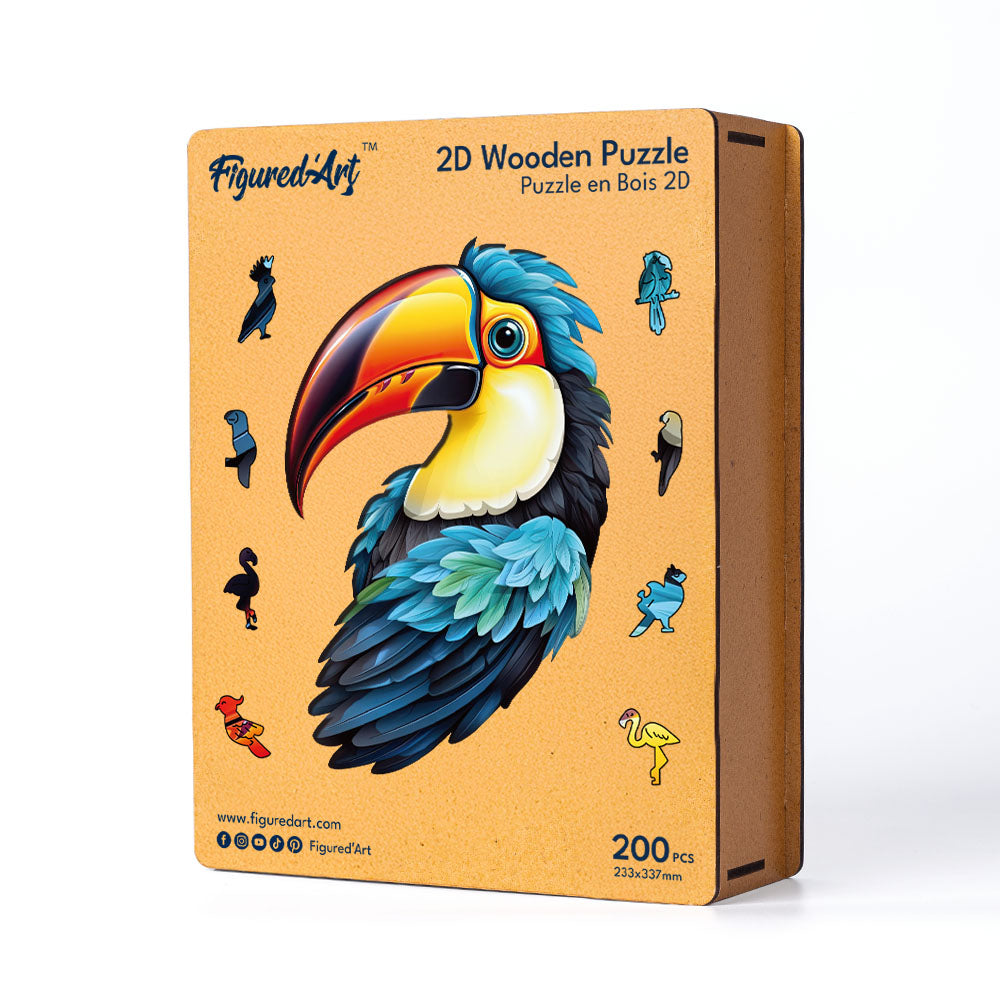 Holzpuzzle 2D Design – Bunter Tukan - Kidis Art