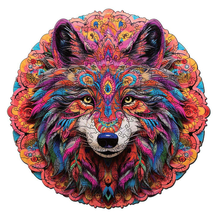 Holzpuzzle 2D Design – Lebhafter Wolf