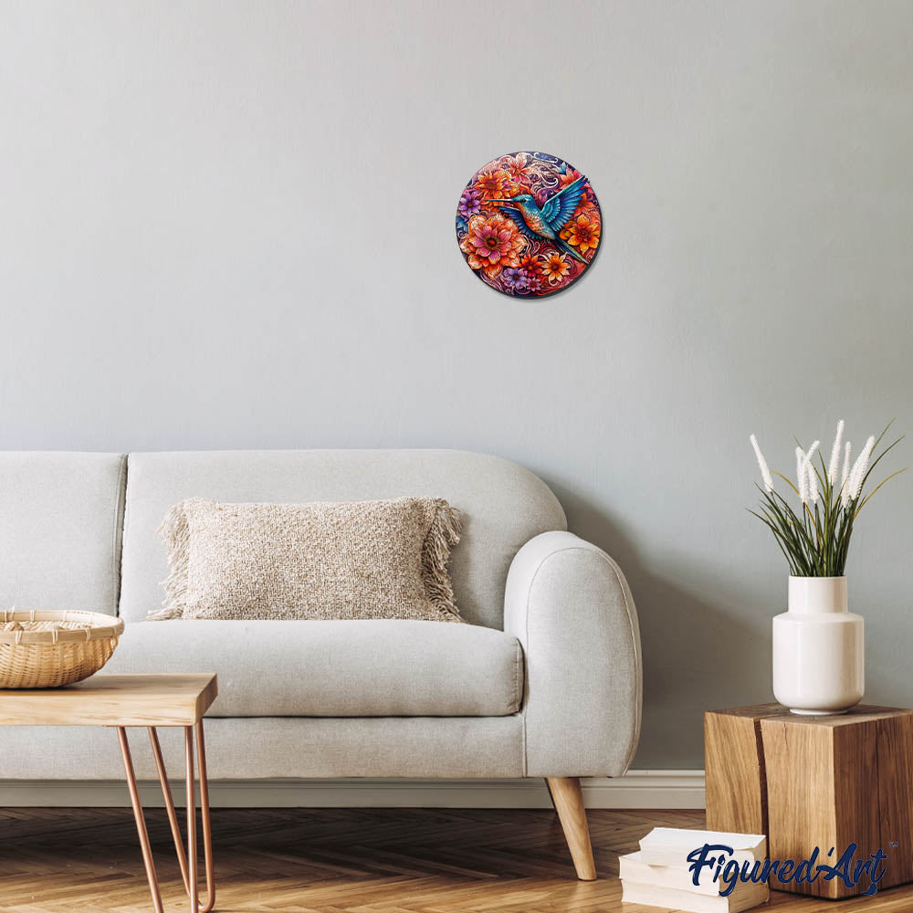 Holzpuzzle 2D Design – Kolibri und blühende Blumen - Kidis Art