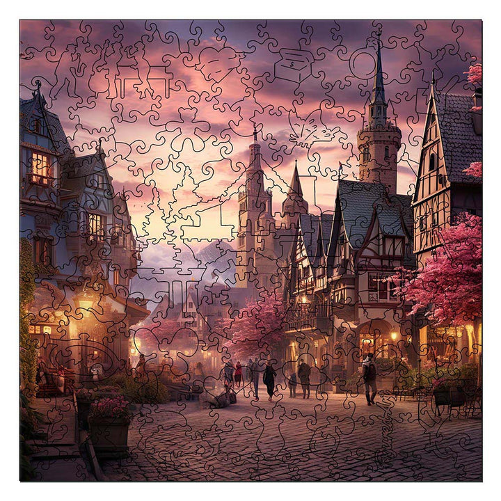 Holzpuzzle 2D Design – Märchenhaftes Dorf