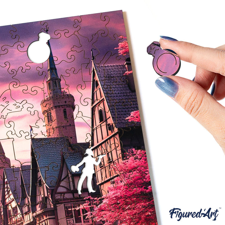 Holzpuzzle 2D Design – Märchenhaftes Dorf