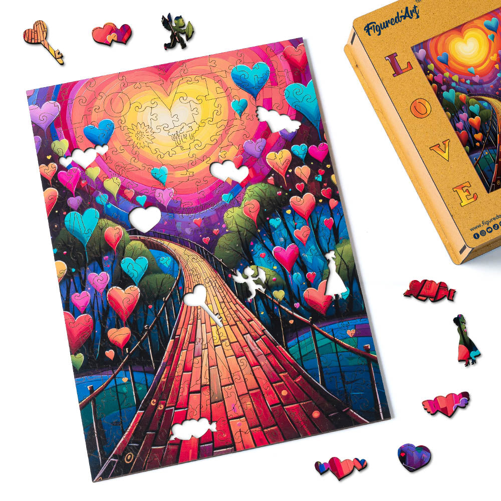 Holzpuzzle 2D Design – Weg der Herzen - Kidis Art