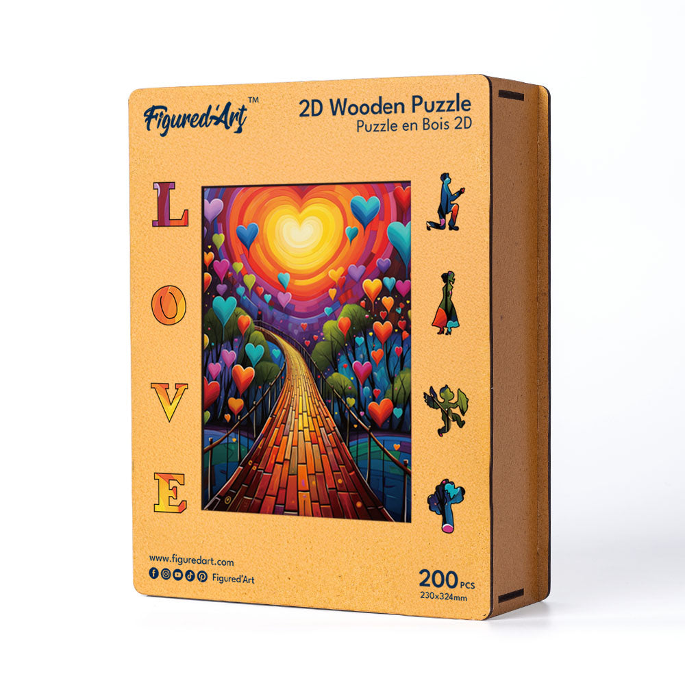 Holzpuzzle 2D Design – Weg der Herzen