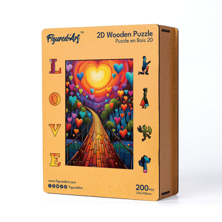 Holzpuzzle 2D Design – Weg der Herzen