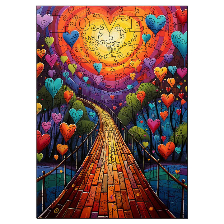 Holzpuzzle 2D Design – Weg der Herzen