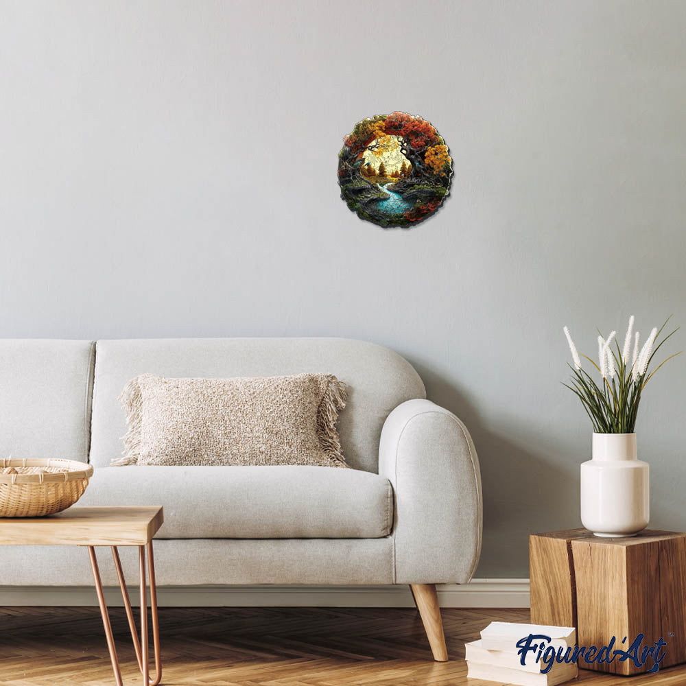 Holzpuzzle 2D Design – Herbstlicher Fluss