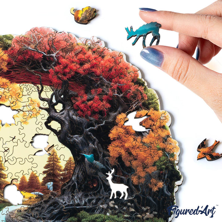 Holzpuzzle 2D Design – Herbstlicher Fluss