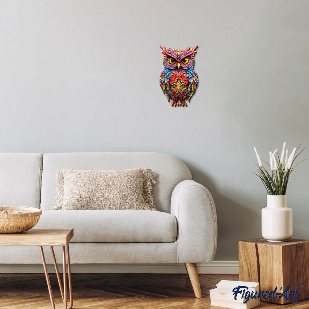 Holzpuzzle 2D Design – Strahlende Eule