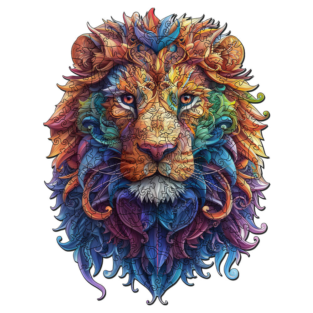 Holzpuzzle 2D Design – Lebhafter Löwe - Kidis Art