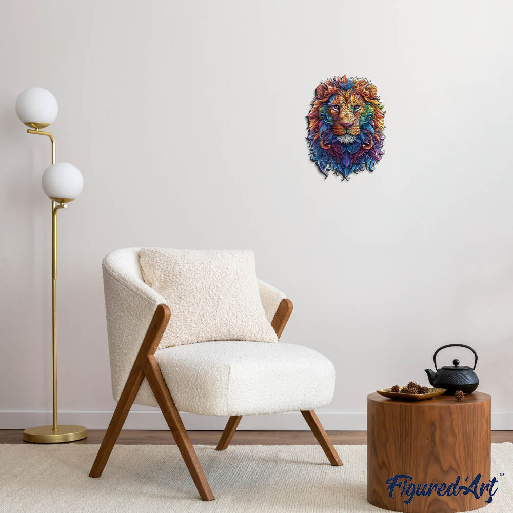 Holzpuzzle 2D Design – Lebhafter Löwe - Kidis Art