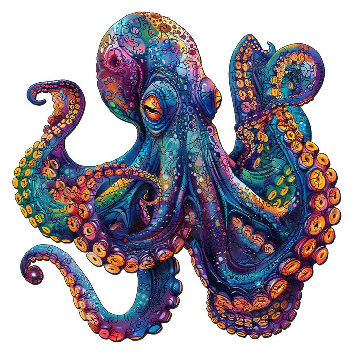 Holzpuzzle 2D Design – Bunter Oktopus