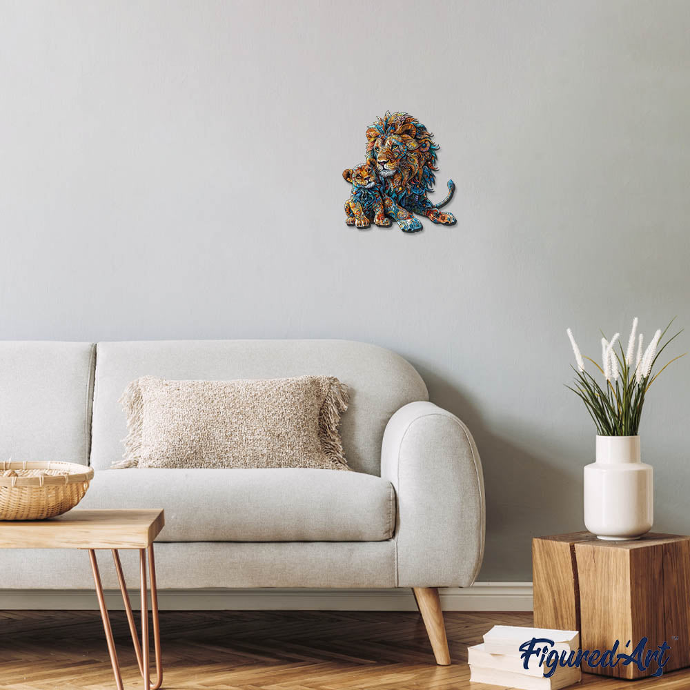 Holzpuzzle 2D Design – Löwe und Löwenjunges