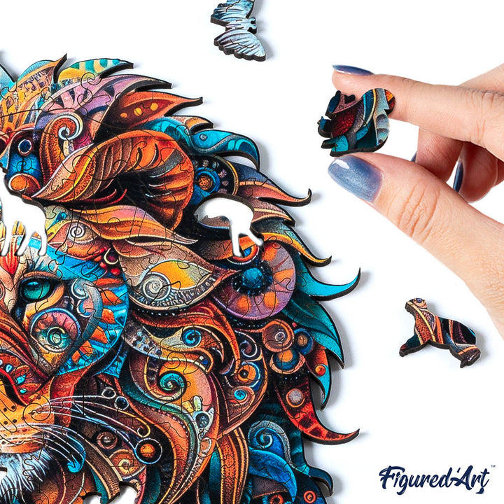 Holzpuzzle 2D Design – Löwe und Löwenjunges