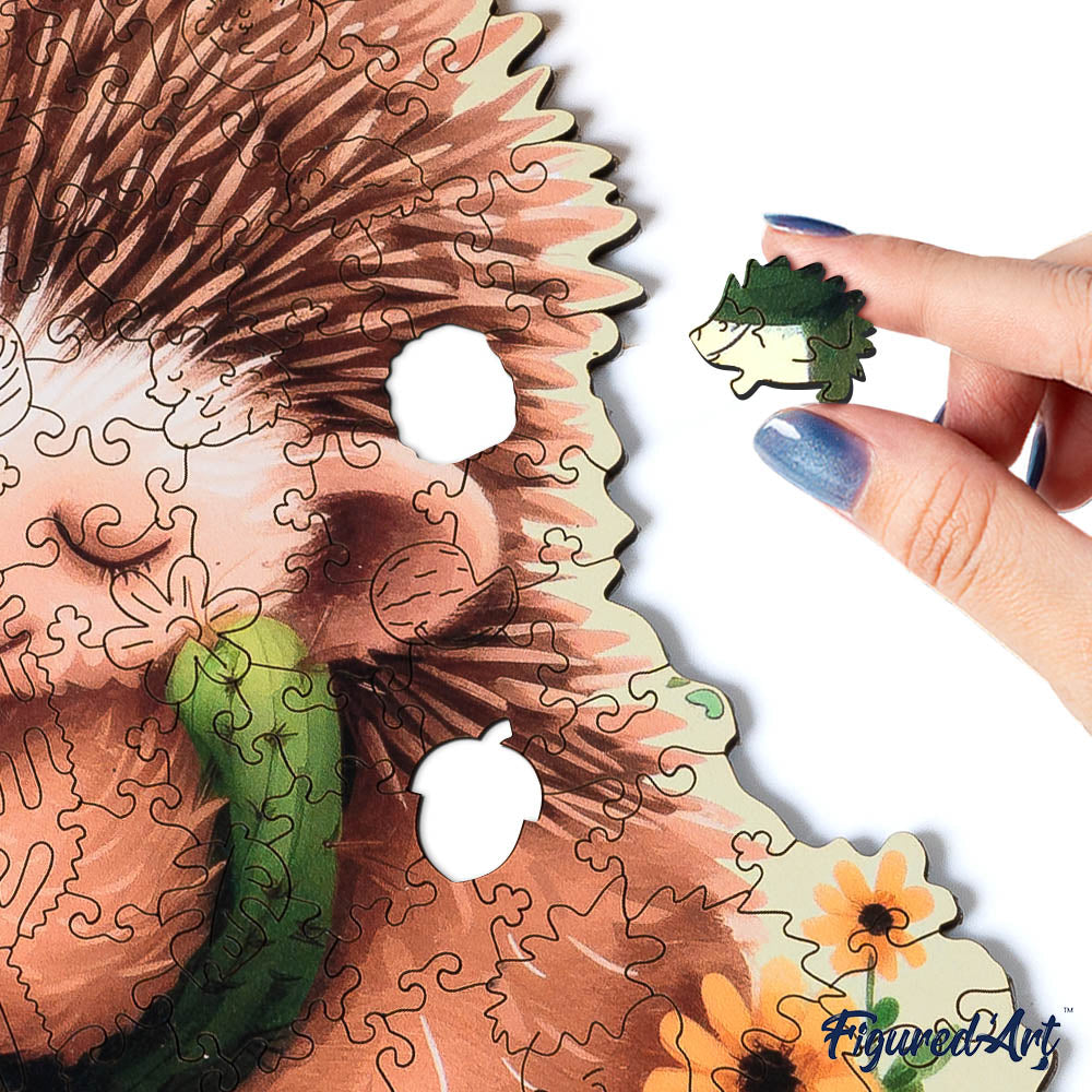 Holzpuzzle 2D Design – Igel und Kaktus