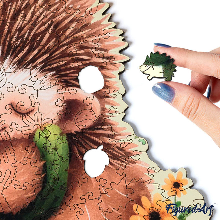 Holzpuzzle 2D Design – Igel und Kaktus
