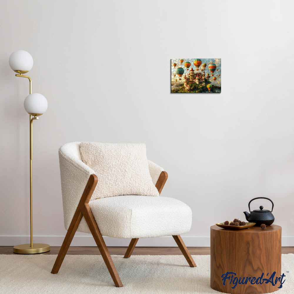 Holzpuzzle 2D Design – Schloss und Heißluftballons