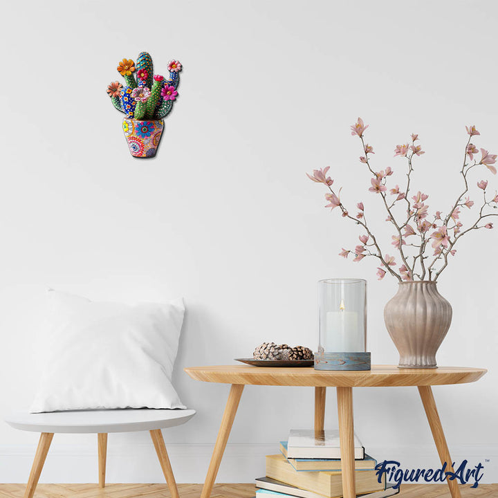 Holzpuzzle 2D Design – Blühender Kaktus im Topf