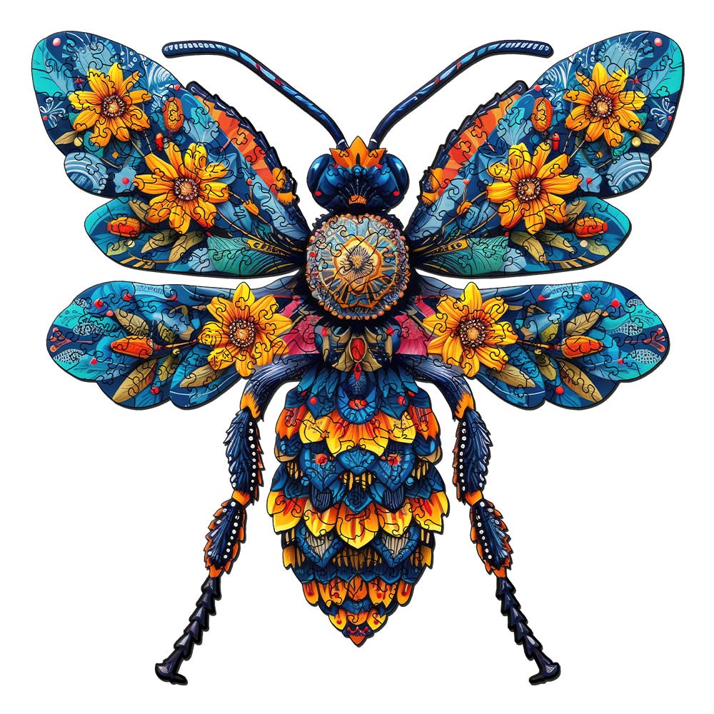 Holzpuzzle 2D Design – Blume mit Biene - Kidis Art