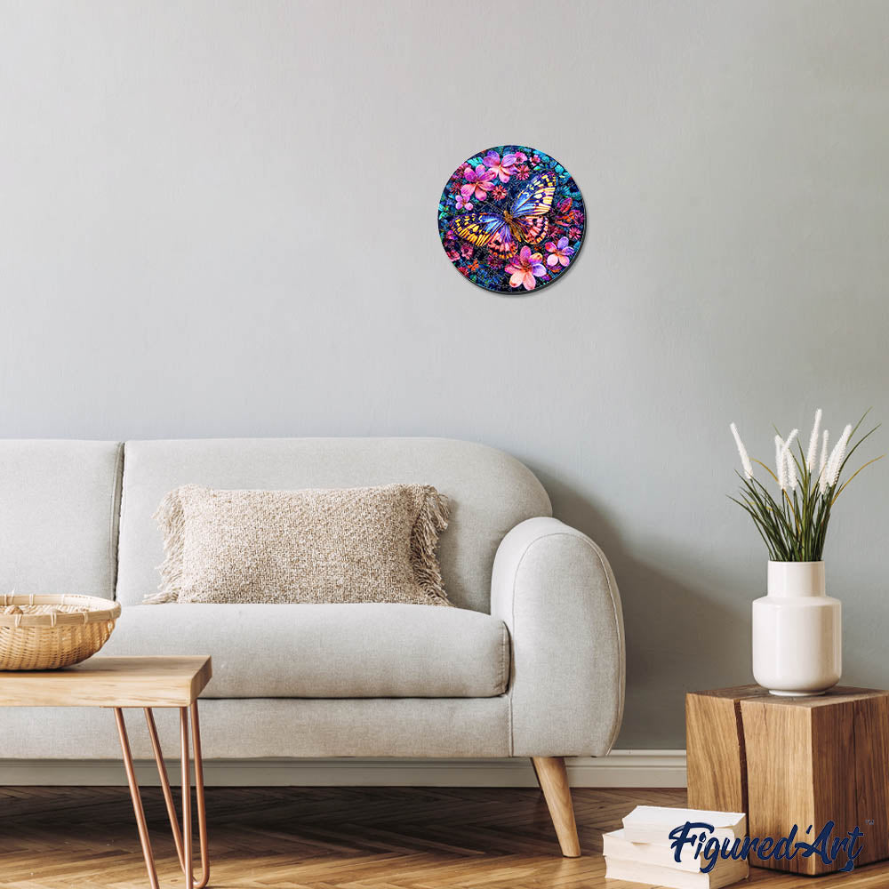 Holzpuzzle 2D Design – Schmetterling und Blumen - Kidis Art