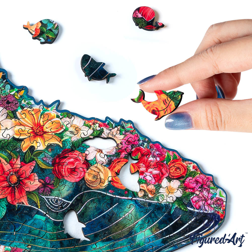 Holzpuzzle 2D Design – Blume mit Wal